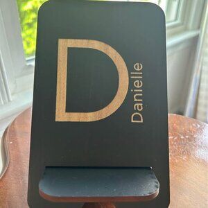 Personalized "Danielle" Wooden Phone Stand- Black Poplar